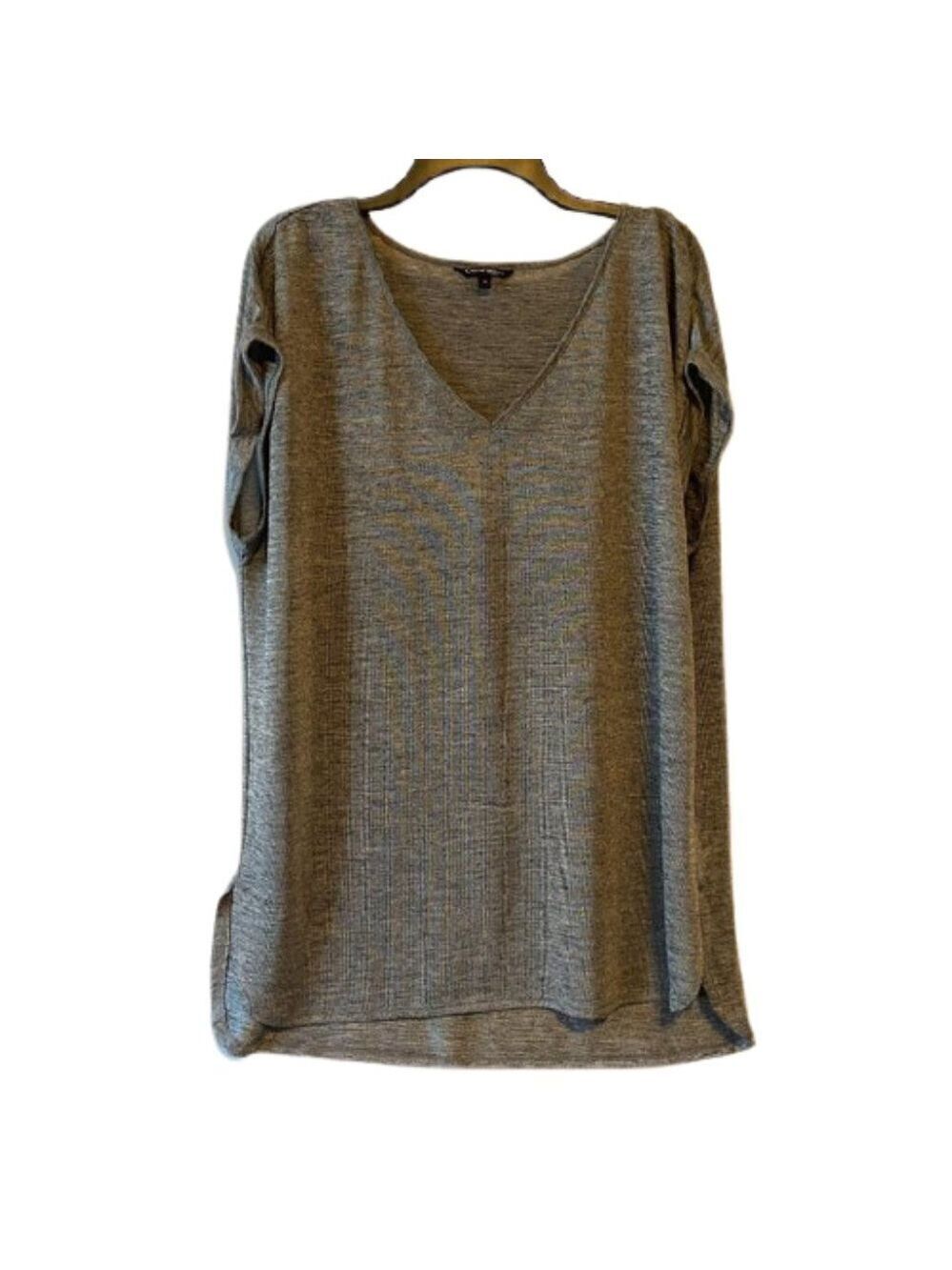 George Plus Short Sleeve V Neck Silver Top Size 1X